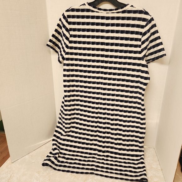 Madewell Texture & Thread Velvet Striped Ribbed Tee Dress Sz XL - Picture 6 of 6